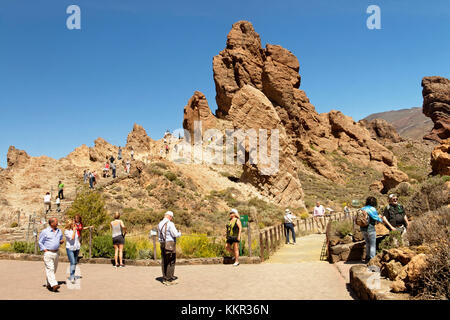 Los Roques de Garcia in der Caldera de Las Canadas, Teneriffa, Kanarische Inseln, Spanien Stockfoto