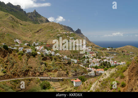 Anagagebirge mit Blick auf taganana und den Atlantik, Teneriffa, Kanarische Inseln, Spanien Stockfoto