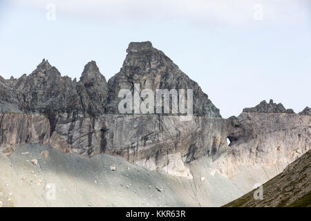 Blick auf die UNESCO-Welterbestätte Tektonikarena Sardona bei Flims, Graubünden, Schweiz, Stockfoto