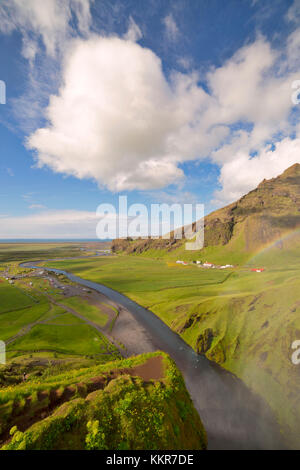 Blick von oben Der skogafoss, skogar, sudurland, Island Stockfoto