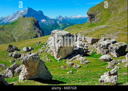 Trekking von Passo Giau, Val Cernera, Cortina d'Ampezzo und San Vito di Cadore, Dolomiten, Alpen, Provinz Belluno, Region Venetien, Italien Stockfoto