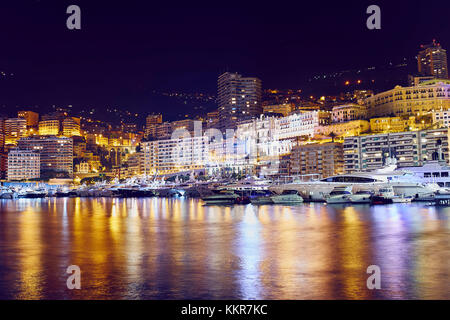 Nachtansicht von Montecarlo, Monaco, Fürstentum Monaco, Cote d'Azur, Südfrankreich, Westeuropa, Europa Stockfoto