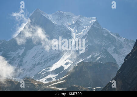 Mount matschaputschare von matschaputschare base camp gesehen, Annapurna region, Nepal, Asien Stockfoto