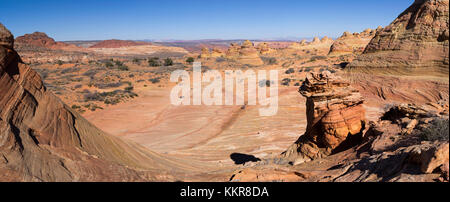 Panoramabild des entfernten Bereich als South Coyote Buttes, Paria Plateau, Vermilion Cliffs National Monument, Arizona, USA. Stockfoto