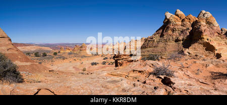 Panoramabild des entfernten Bereich als South Coyote Buttes, Paria Plateau, Vermilion Cliffs National Monument, Arizona, USA. Stockfoto