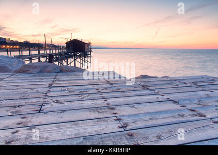 Europa, Italien, Molise, Campobasso, Termoli. Trabocchi Küste Stockfoto