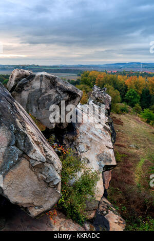 Die Teufel an der Wand in der Nähe von queldinburg in der deutschen Region Harz Stockfoto