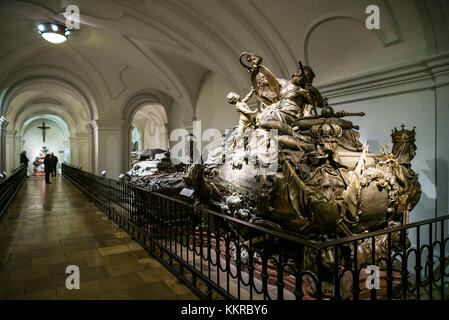 Österreich, Wien, kaisergruft, Imperial burial Vault, Ruhestätte der Habsburger königlichen Familie, Krypta des Königs Karl VI. Stockfoto