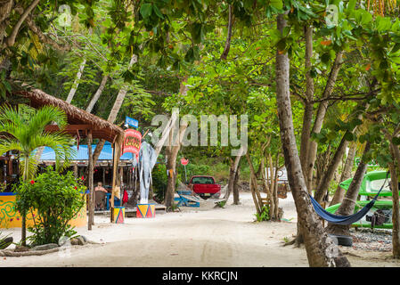 Britische Jungferninseln, Jost Van Dyke, Great Harbour, Waterfront street Stockfoto