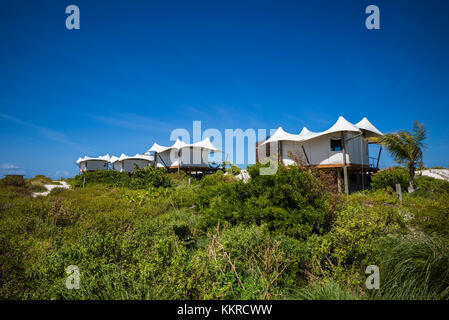 Britische Jungferninseln, anegada, Knochen, Knochen Strand Bucht, Anegada Beach Resort, Strand Bungalows Stockfoto