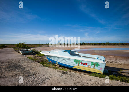 Britische Jungferninseln, anegada, Lower Bay, Fischerboot Stockfoto