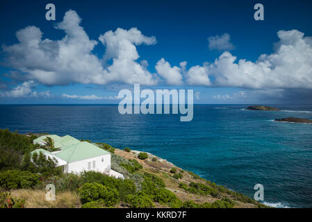 Französische Antillen, St Barthelemy, Marigot, Erhöhte Ansicht von Anse de Marigot Bay Stockfoto