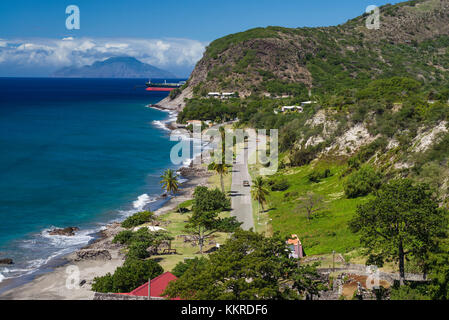 Niederlande, Sint Eustatius, Oranjestad oranjestad Bay, Erhöhte Ansicht Stockfoto