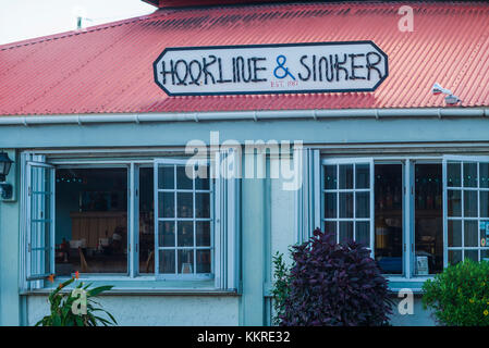 Us Virgin Islands, St. Thomas, Charlotte Amalie, frenchtown, Hook Line und Sinker Restaurant Stockfoto