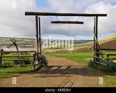 Ranch Eingang, nach Außen Ansicht Stockfoto