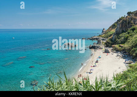 Parghelia, Provinz Vibo Valentia, Kalabrien, Italien, Europa. Der 'Michelino Beach' Stockfoto