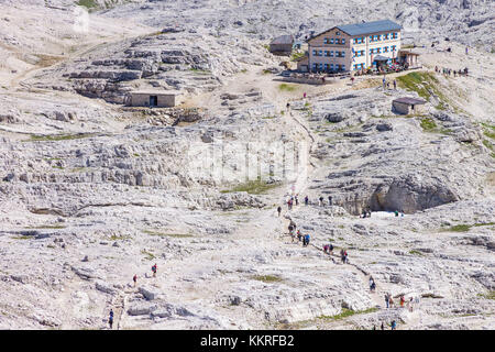 Rosetta Zuflucht, Rosetta, Pale di San Martino Dolomiten, Provinz Trento, Trentino-Südtirol, Italien, Europa Stockfoto