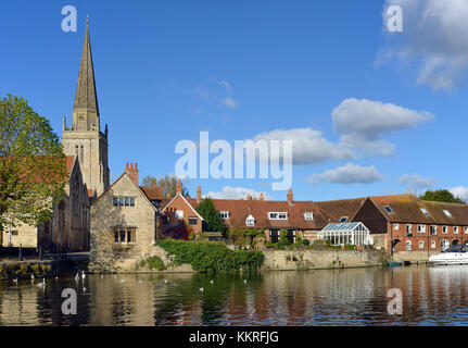 Themse in Abingdon die Mälzerei & St Helen's Church, Abingdon, Oxfordshire Stockfoto