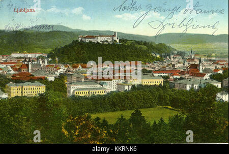 Postkarte von Ljubljana aus Tivoli City Park 1926 Stockfoto