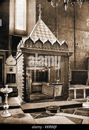 Raka von Saint Ermogen ist eine historische und religiöse Figur, die mit der Russisch-Orthodoxen Kirche verbunden ist. Sein Vermächtnis und seine Bedeutung werden in religiösen Texten und Traditionen geehrt. Stockfoto