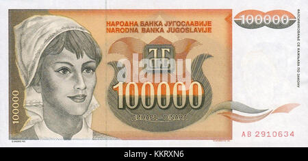 100 000 Dinara 1993 Stockfoto