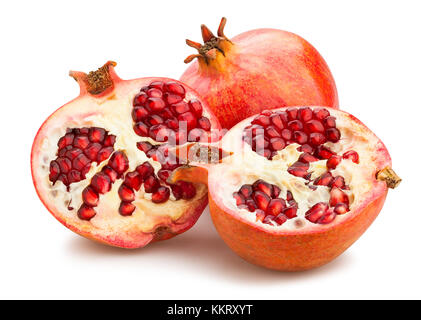 In Scheiben geschnitten Granatapfel Pfad isoliert Stockfoto