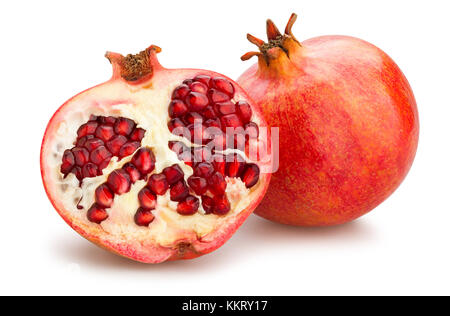 In Scheiben geschnitten Granatapfel Pfad isoliert Stockfoto