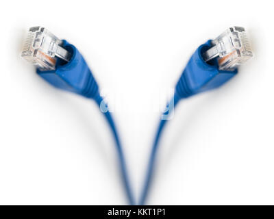 Zwei blaues Netzwerkkabel UTP Camble, Studio shot, auf weißem Hintergrund Stockfoto