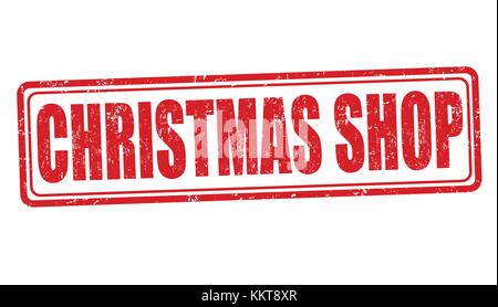 Weihnachten shop grunge Stempelabdruck auf weißem Hintergrund, Vector Illustration Stock Vektor