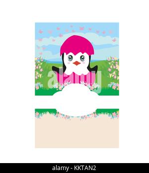 Baby-dusche-card Design mit Pinguin Stock Vektor