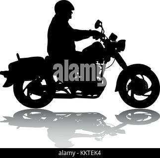 Mann, klassische Oldtimer Motorrad Silhouette-Vektor Stock Vektor