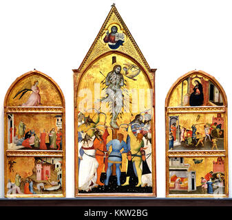 Triptychon der Heiligen Sebastian, 1350-1375 Giovanni del Biondo (Er war aktiv in der Periode 1356-1399) Florenz Italien Stockfoto