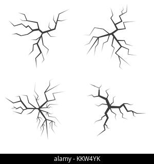 Einfache Crack auf weißem Hintergrund eingestellt. Erdbeben Vector Illustration Stock Vektor