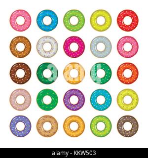 Süße verglaste farbige Donut. Vector Illustration Stock Vektor