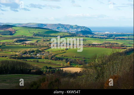 Blick Richtung Minehead und Exmoor in der Nähe des Dorfes Roadwater, Somerset Stockfoto