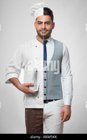 Kombinierte Foto von einem Geschäftsmann und Chef Stockfoto