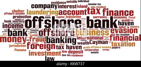 Offshore Bank Wort cloud Konzept. Vector Illustration Stock Vektor