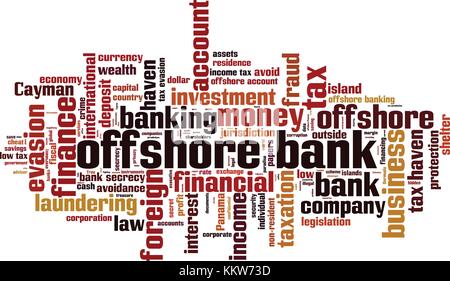 Offshore Bank Wort cloud Konzept. Vector Illustration Stock Vektor