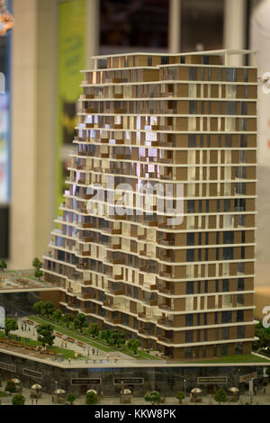 Modell von Belgrad Waterfront Development Projekt in Delta City Shopping Mall in Belgrad, Serbien vorgestellt Stockfoto