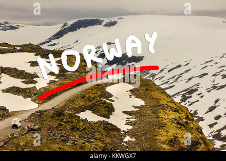 Die nibbevegen Straße bis zum dalsnibba Berg, Norwegen Stockfoto