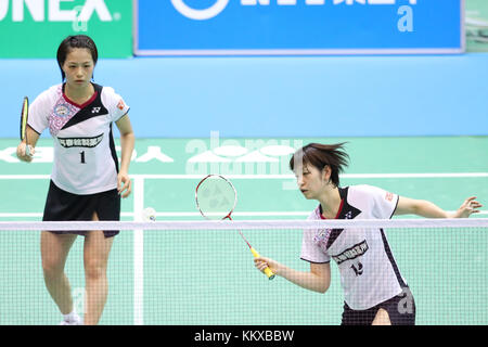 Yuki Fukushima & Sayaka Hirota, 1. DEZEMBER 2017 - Badminton: 71. All Japan Badminton Championships 2017 Frauen Doppel Viertelfinale im Komazawa Olympic Park Gymnasium in Tokio. (Foto: Yohei Osada/AFLO SPORT) Stockfoto