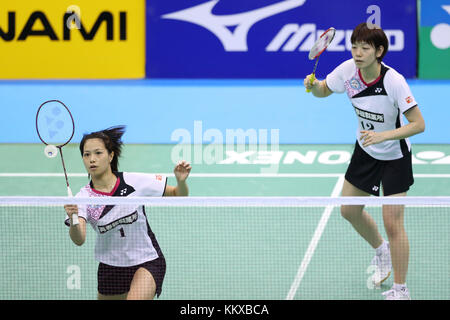 Yuki Fukushima & Sayaka Hirota, 1. DEZEMBER 2017 - Badminton: 71. All Japan Badminton Championships 2017 Frauen Doppel Viertelfinale im Komazawa Olympic Park Gymnasium in Tokio. (Foto: Yohei Osada/AFLO SPORT) Stockfoto