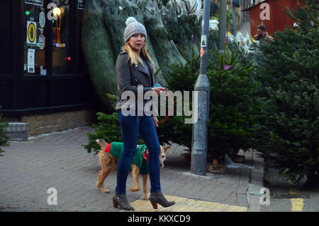 London, Großbritannien. 02 Dez, 2017. xmas Bäume auf Verkauf am ersten Wochenende im Dezember gehen in Northcote Road in Battersea, wandsworth. Credit: Johnny armstead/alamy leben Nachrichten Stockfoto