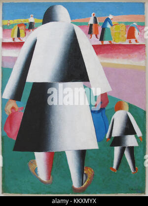 Ein Gemälde von Kazimir Malewitsch mit dem Titel *Verso la Vendemmia* (Martha e Vanka), entstanden 1928–29, das seinen avantgardistischen Stil zeigt. Stockfoto