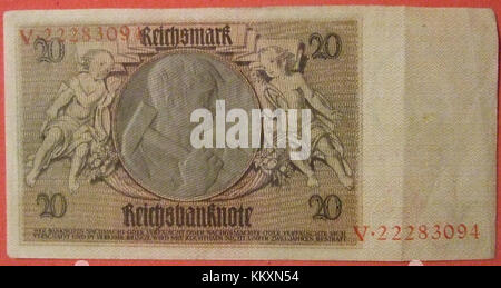 Deutschland 1929, veraltete 20 Reichsmark Papier Rechnung ...