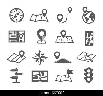 Navigation und Karte Symbole Stock Vektor