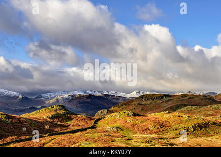 Winter kommt auf hoher fiel in der Lake District National Park Stockfoto