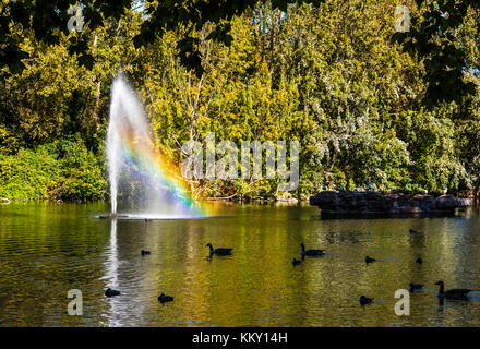 Brunnen und Regenbogen in der St. James Park, London, UK Stockfoto