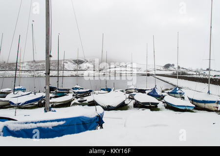 Boote im Winter Stockfoto