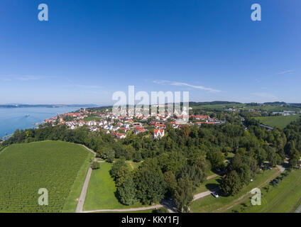 Luftbild der Landschaft der Bodensee oder Bodensee in Deutschland Stockfoto